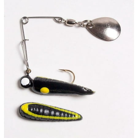 BETTS SPIN W/SPARE BODY 1/16 OZ 1 1/4" GRUB BLACK/YEL STRIPES
