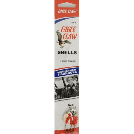 EAGLE CLAW SNELLED BAITHOLDER WITH 2 WAY SPINNER & BEADS SZ 8, 4PP, 12PCTN NICKLE BLADE
