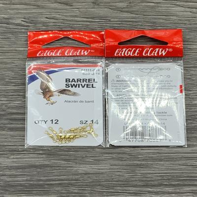 EAGLE CLAW 01111-014 BARREL SWIVEL BRASS SZ 14 12 BAGS TO CARTON BBS-14