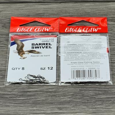 EAGLE CLAW 01012-012 BLACK BARREL SWIVEL SZ 12, 12 BAGS TO CTN BKBS-12