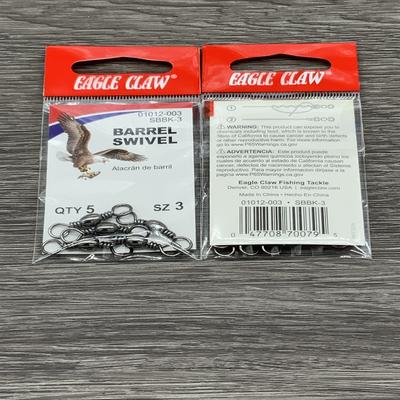 EAGLE CLAW 01012-003 BLACK BARREL SWIVEL SZ 3, 12 BAGS TO CTN BKBS-3