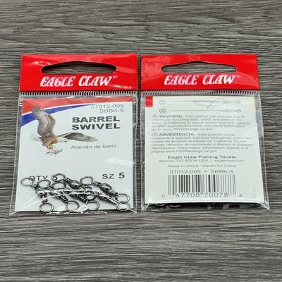 EAGLE CLAW 01012-005 BLACK BARREL SWIVEL SZ 5, 12 PACKS TO CARTON BKBS-5