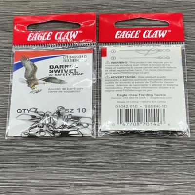EAGLE CLAW 01042-010 BLACK SNAP SWIVEL SZ 10, 12 BAGS TO CTN BKSS-10