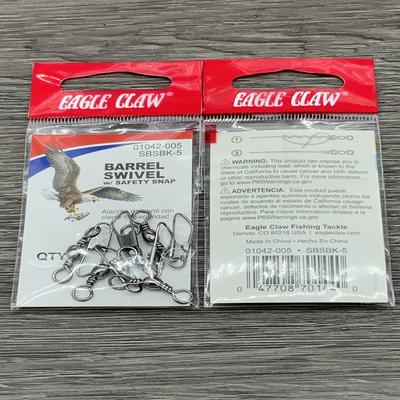 EAGLE CLAW 01042-005 BLACK SNAP SWIVEL SZ 5 12 BAGS TO CTN BKSS-5
