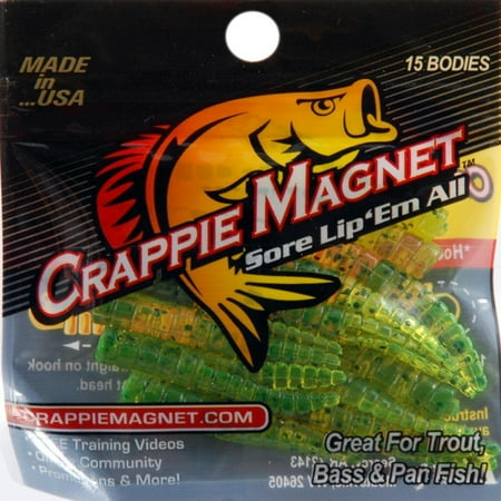 LELAND 87263 CRAPPIE MAGNET 15PC BODIES CHARTREUSE/BLACK FLAKE CM15CBF