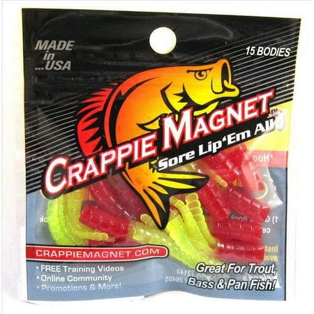 LELAND'S 87261 CRAPPIE MAGNET 15PC BODIES RED/CHARTREUSE CM15RC