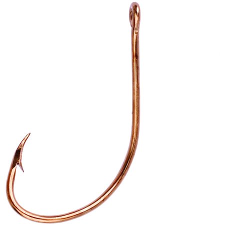 EAGLE CLAW LAZER PLAIN SHANK WIDE BEND OFFSET BRONZE HOOK SIZE 1/0