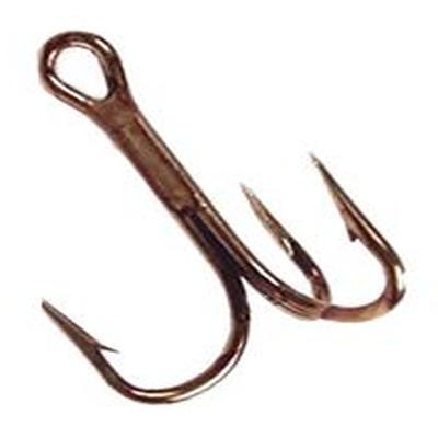 EAGLE CLAW LAZER BRONZE TREBLE 4X STRONG HOOK SIZE 4, 50 PACK