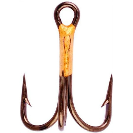 EAGLE CLAW LAZER BRONZE TREBLE 4X STRONG HOOK SIZE 4, 50 PACK