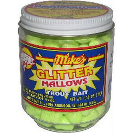 MIKES GLITTER GLO MALLOWS 1.5OZ JAR - CHARTREUSE/CHEESE