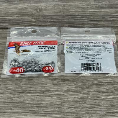 EAGLE CLAW 02010-002 REMOVABLE SPLIT SHOT SZ 3/0, 40/BAG 12 BAGS/CTN RSS30