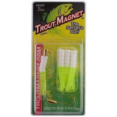 LELAND 87679 TROUT MAGNET WHITE/CHARTREUSE 9PC 2 JIGHEADS, 7 BODIES TM-WC