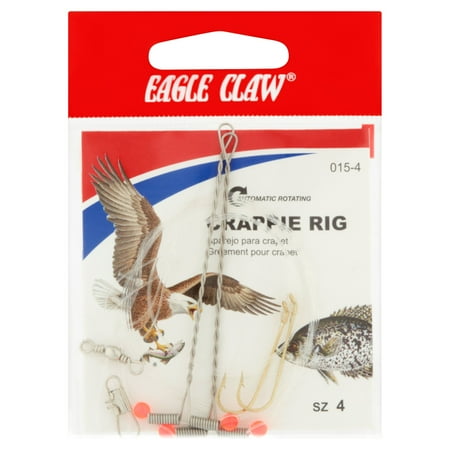 EAGLE CLAW SNELLED CRAPPIE RIG SIZE 4 1/PK 5/BOX GOLD HOOK