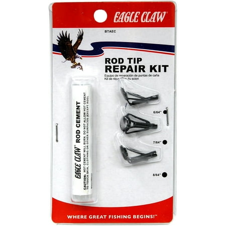 EAGLE CLAW SALT WATER ROD TIP REPAIR KIT, BLACK WITH GLUE STICK 6 PACKS PER CARTON