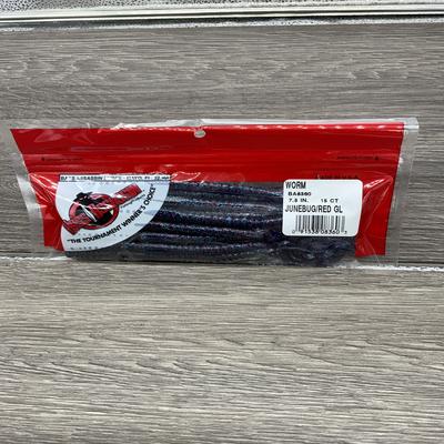 BASS ASSASSIN CURLEY TAIL 7.5 INCH JUNE BUG RED GLITTER
