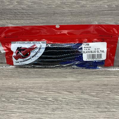 BASS ASSASSIN CURLEY TAIL 7.5 INCH BLACK BLUE GLITTER BLUE TAIL