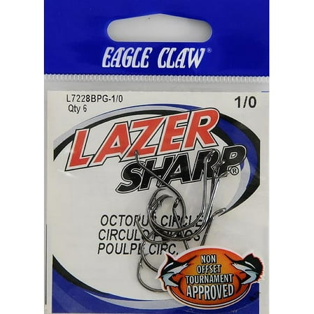 EAGLE CLAW LAZER OCTOPUS CIRCLE NONOFFSET PLATINUM BLACK SIZE 1/0