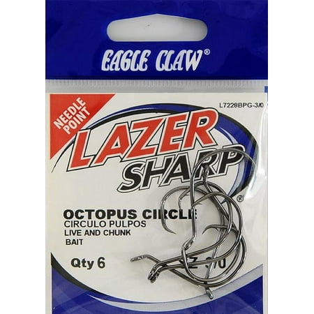 EAGLE CLAW LAZER OCTOPUS CIRCLE NONOFFSET PLATINUM BLACK SIZE 3/0