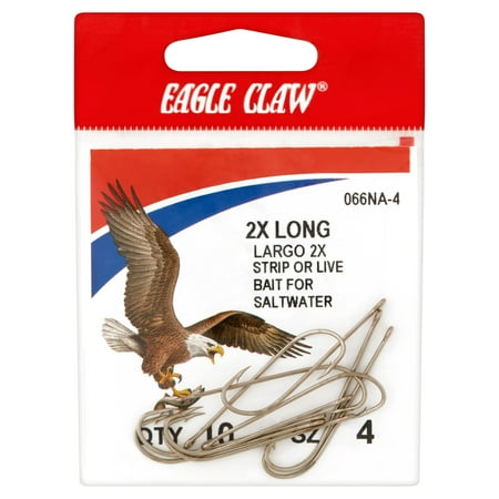 EAGLE CLAW NICKLE PLAIN SHANK OFFSET HOOK SIZE 4 (5/CTN)