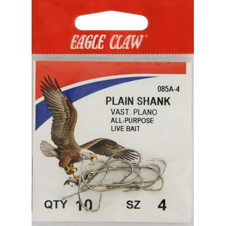 EAGLE CLAW NICKLE PLAIN SHANK OFFSET HOOK SIZE 4 (5/CTN)