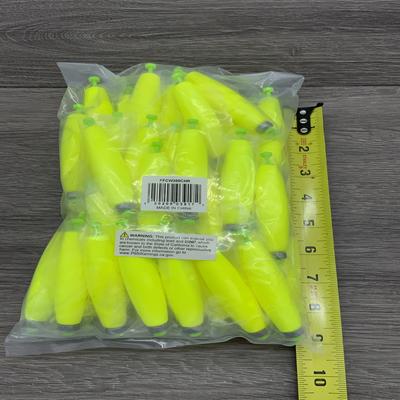 F J NEIL 3" WEIGHTED CIGAR FOAM FLOATS CHARTREUSE 24 BAGS CASE