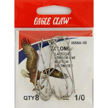 EAGLE CLAW NICKLE PLAIN SHANK OFFSET HOOK SIZE 1/0 (5/CTN)