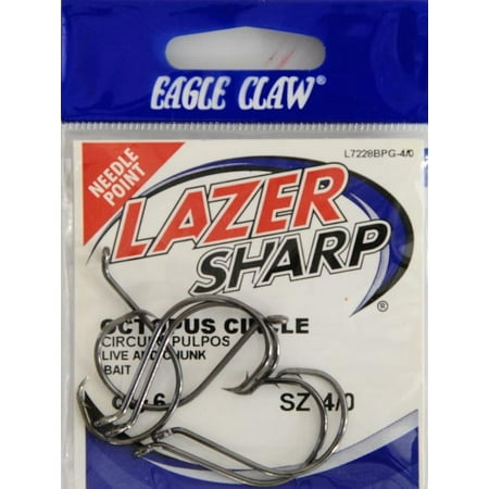 EAGLE CLAW LAZER OCTOPUS CIRCLE NONOFFSET PLATINUM BLACK SIZE 4/0