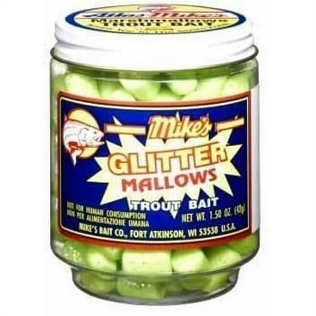 MIKES GLITTER GLO MALLOWS 1.5OZ JAR - CHARTRUESE/GARLIC